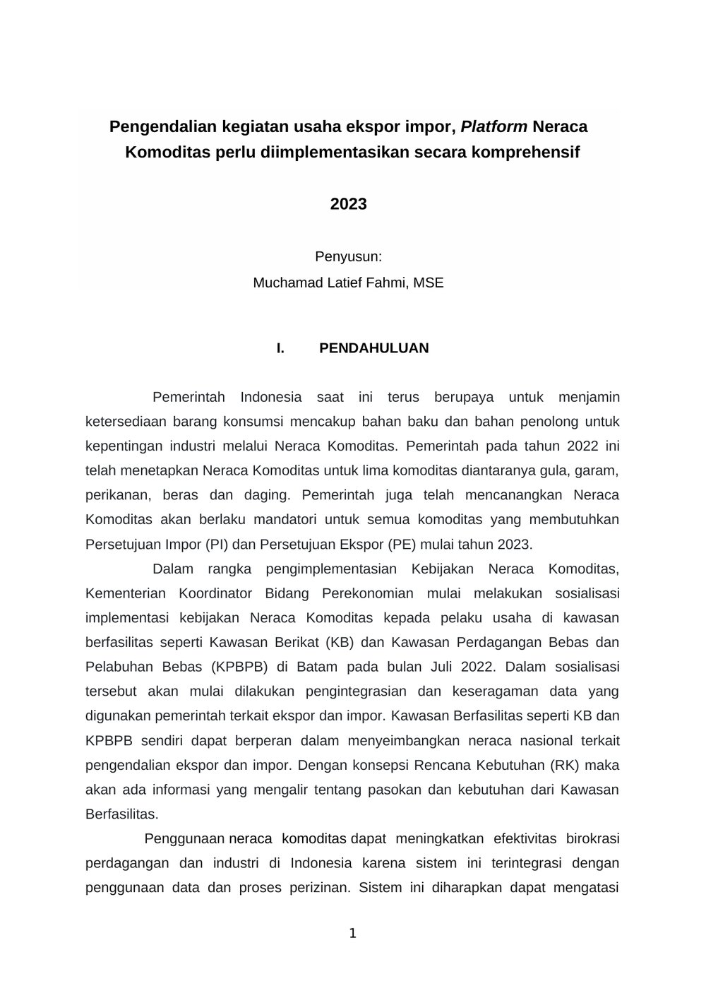 Pentingnya Platform Neraca Komoditas dalam Pengendalian Usaha Ekspor Impor